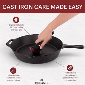 img 1 attached to 🔧 Skillet and Grill Cleaner Kit: Efficient Cast Iron Scrubber Brush + Stainless Steel Chainmail + Pan Scraper - Soft-Touch Confident-Grip Dish Scrub Tool - Tough on Grease, Gentle on Cookware