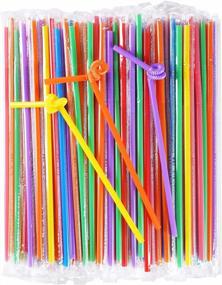 img 4 attached to 100 Pcs Individually Packaged Colorful Disposable Extra Long Flexible Plastic Drinking Straws.(0.23'' Diameter And 10.2" Long)