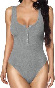 img 4 attached to 👚 Womens Ribbed Racerback Bodysuits by MANGOPOP - Stylish Women's Clothing