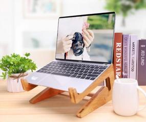 img 3 attached to 🖥️ Laptop Stand, MTWhirldy Universal Desktop Stand for 11-14inch Notebook Computers, Apple MacBook Air Mac Pro, iPad Pro, HP, DELL, Acer, Toshiba, Surface, Lenovo etc. - Simple Bamboo Design