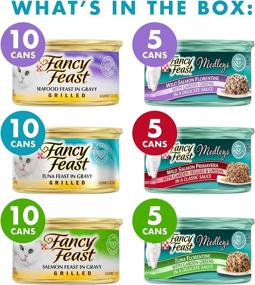 img 3 attached to 🐱 Purina Fancy Feast Wet Cat Food Variety Pack - Grilled Feast & Medleys Seafood Collection - 45 x 3 oz. Cans