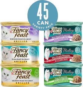 img 4 attached to 🐱 Purina Fancy Feast Wet Cat Food Variety Pack - Grilled Feast & Medleys Seafood Collection - 45 x 3 oz. Cans