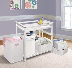 img 1 attached to Badger Basket Modern Baby Changing Table: Laundry Hamper, Storage Baskets & Pad - Fresh White/White