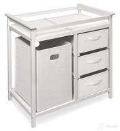 badger basket modern baby changing table: laundry hamper, storage baskets & pad - fresh white/white logo