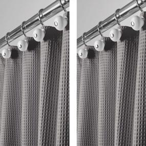 img 4 attached to 2 Pack Gray Waffle Knit Shower Curtain - Luxury Cotton Blend Bathroom Curtains For Spa Quality, 72" X 84" - Hyde Collection