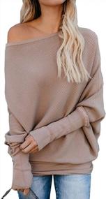 img 4 attached to IRISGOD Women'S Off-Shoulder Sweater With Batwing Sleeves And Ribbed Knit Cashmere - Trendy Pullover Tops