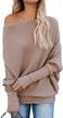 irisgod women's off-shoulder sweater with batwing sleeves and ribbed knit cashmere - trendy pullover tops logo