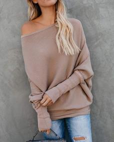 img 2 attached to IRISGOD Women'S Off-Shoulder Sweater With Batwing Sleeves And Ribbed Knit Cashmere - Trendy Pullover Tops