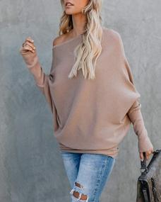 img 3 attached to IRISGOD Women'S Off-Shoulder Sweater With Batwing Sleeves And Ribbed Knit Cashmere - Trendy Pullover Tops