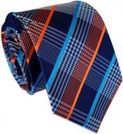 classic blue and orange striped silk tie for men, jacquard woven with check design by secdtie logo