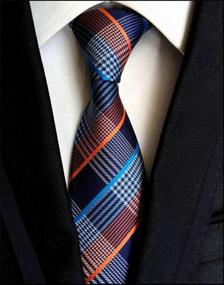 img 3 attached to Classic Blue And Orange Striped Silk Tie For Men, Jacquard Woven With Check Design By Secdtie