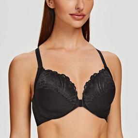 img 2 attached to Plus Size Unlined Underwire Bra With Racerback And Front Closure For Full Coverage - MELENECA