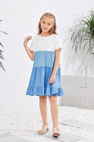 img 3 attached to Summer Tunic Dresses For Girls - Crewneck Babydoll Style With Flowy Tiered Swing, Short Ruffle Sleeves - Available For Ages 3-12 Years By Bbalizko
