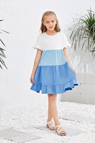 img 2 attached to Summer Tunic Dresses For Girls - Crewneck Babydoll Style With Flowy Tiered Swing, Short Ruffle Sleeves - Available For Ages 3-12 Years By Bbalizko