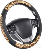 🐆 cofit leopard grain patterned steering wheel cover: stylish protection for men and women, ideal for sports car driving - large size 15 1/2-16 inch логотип