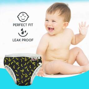 img 2 attached to ImseVimse Cloth Swim Pant Reusable Leakproof Diaper For Baby And Toddler Boys, Black Banana, NB 0-3M (9-13 Lbs)