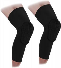 img 4 attached to Compression Knee Sleeves With Knee Pads For Contact Sports - Ideal For Basketball, Volleyball, Football, And More - Suitable For Kids, Youth, Adults Of All Genders