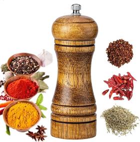 img 4 attached to 🌶️ MY#8F Wood Pepper Grinder with Adjustable Grinder - High-Quality Pepper Grinders, 5"-YM02