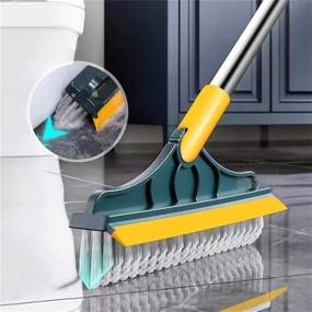 img 1 attached to Versatile 2 in 1 Floor Brush Scrubber: Long Handle Grout Brush and Stiff Bristle Cleaning Scrub Brush with Squeegee – Green