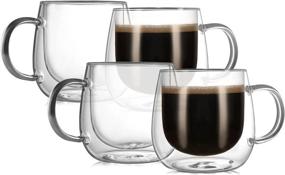 img 4 attached to Enjoy Your Coffee Hot And Stylish With CNGLASS Double Wall Glass Coffee Mugs - Set Of 4