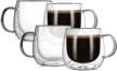 enjoy your coffee hot and stylish with cnglass double wall glass coffee mugs - set of 4 logo