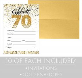 img 1 attached to Набор из 10 элегантных бело-золотых пригласительных на 70 лет с конвертами от DISTINCTIVS
