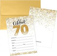 set of 10 elegant white and gold 70th birthday invitations with envelopes by distinctivs logo