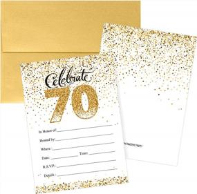 img 4 attached to Set Of 10 Elegant White And Gold 70Th Birthday Invitations With Envelopes By DISTINCTIVS