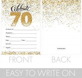 img 2 attached to Set Of 10 Elegant White And Gold 70Th Birthday Invitations With Envelopes By DISTINCTIVS