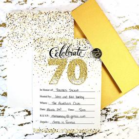 img 3 attached to Set Of 10 Elegant White And Gold 70Th Birthday Invitations With Envelopes By DISTINCTIVS