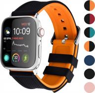 fullmosa-совместимый спортивный ремешок для apple watch 42 мм, 44 мм, 45 мм, 38 мм, 40 мм, 41 мм, силиконовый резиновый ремешок iwatch для apple watch se2/se/8/7/6/5/4/3/2/1/ультра 49 мм, черный верх/ тыквенно-оранжевый низ 45 мм 44мм 42мм логотип