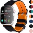 fullmosa compatible sport apple watch band 42mm 44mm 45mm 38mm 40mm 41mm,silicone rubber iwatch band for apple watch se2/se/8/7/6/5/4/3/2/1/ultra 49mm, black top/ pumpkin orange bottom 45mm 44mm 42mm logo
