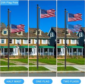 img 3 attached to Heavy Duty 25FT Aluminum Flag Pole Kit With 3X5 FT American Flag For Outdoor In Ground Use - Perfect For Residential, Commercial And Garden Display By BaiYuan