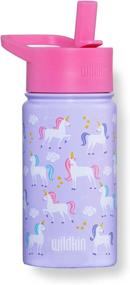img 3 attached to Wildkin Kids Stainless Steel 14 Ounce Water Bottle For Boys & Girls, Features Straw Top & Carrying Handle, Ideal Size For School Or Travel, Easy To Clean Insulated Water Bottles For Kids (Unicorn)