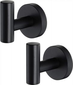 img 4 attached to Stylish Matte Black Hanging Hooks For Bathroom And Kitchen - Stainless Steel Towel, Robe, And Clothes Holder - Wall Hooks For Shower And Bathrobe Storage - Set Of 2