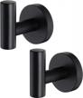 stylish matte black hanging hooks for bathroom and kitchen - stainless steel towel, robe, and clothes holder - wall hooks for shower and bathrobe storage - set of 2 logo