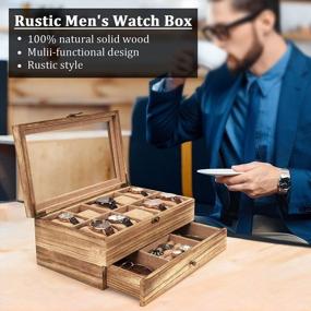 img 2 attached to Keep Your Watches Safe And Stylish With Emfogo 10-Slot Watch Box - Perfect Gift For Men And Women On Father'S Day, Birthday, Or Anniversary