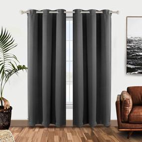 img 4 attached to WONTEX 100% Grey Blackout Curtains For Bedroom 42 X 84 Inches Long - Thermal Insulated, Noise Reducing, Sun Blocking Lined Window Curtain Panels For Living Room, Set Of 2 Grommet Winter Curtains