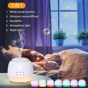 img 3 attached to Vonokee Aromatherapy Essential Oil Diffuser with White Noise Machine, Mist Humidifier & LED Color Lights - 10 Soothing Sounds, Night Light, Timer, Waterless Auto Shut off Sleep Sound Machine (White)