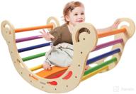 🧒 yoleo 2-in-1 arch rocking play toy wooden for toddlers children - combination with triangle climber & ramp - kids rocker board logo