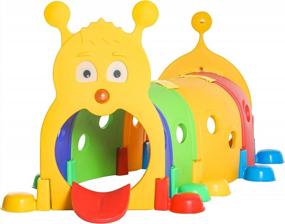 img 4 attached to Fun And Colorful Qaba Caterpillar Tunnel For Toddler Play: Perfect For Indoor And Outdoor Adventures!