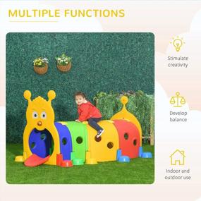 img 1 attached to Fun And Colorful Qaba Caterpillar Tunnel For Toddler Play: Perfect For Indoor And Outdoor Adventures!