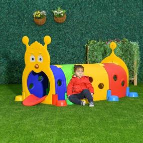 img 3 attached to Fun And Colorful Qaba Caterpillar Tunnel For Toddler Play: Perfect For Indoor And Outdoor Adventures!