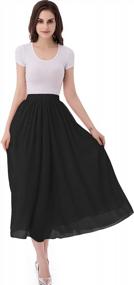 img 4 attached to Emondora Women'S Chiffon Long A-Line Retro Skirts Pleated Beach Maxi Skirt