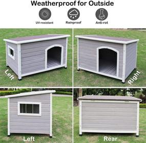 img 1 attached to Outdoor Weatherproof Insulated Wooden Dog Houses with Door - Cute Wood Dog Houses for the Outdoors