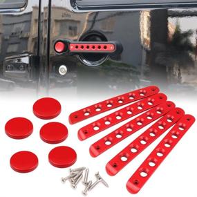 img 4 attached to 🚪 Red Door Handle Inserts for Jeep Wrangler - 5PCS Grab Handle Covers for JK Unlimited 4Door 2007-2017