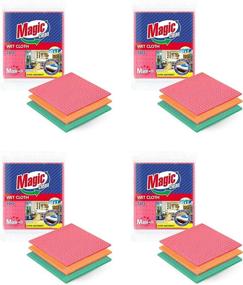 img 3 attached to 🧽 Pack of 12 Magic Clean Cellulose Sponge Cloths (Assorted Colors) – 4 Packs of 3