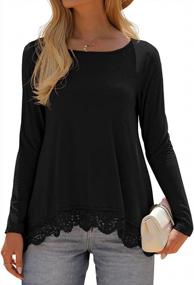 img 1 attached to QIXING Women'S Long Sleeve Lace Trim Flower Printing Tops O-Neck A Line Tunic Blouse