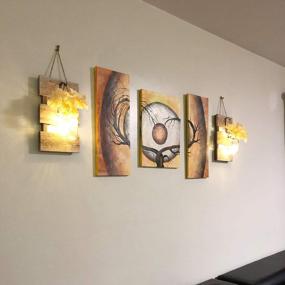 img 1 attached to Set Of 2 Brown Mason Jar Wall Sconces With LED Fairy Lights & 6-Hour Timer