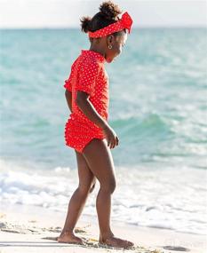 img 2 attached to 👙 RuffleButts® Polka Dot Rash Guard Swimsuit Set for Baby/Toddler Girls - UPF 50+ Sun Protection